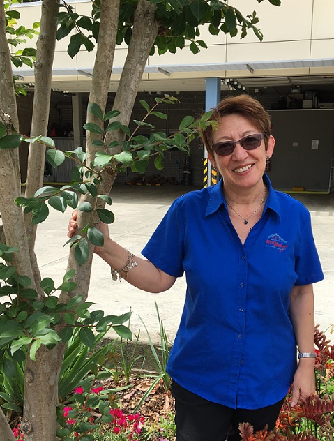 Elizabeth Delcasse outside Myrtle Cottage in Bosci Road, Ingleburn