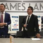 Mayor George Brticevic and Warren Morrison at last night's Sleeping Giant 21st birthday party.